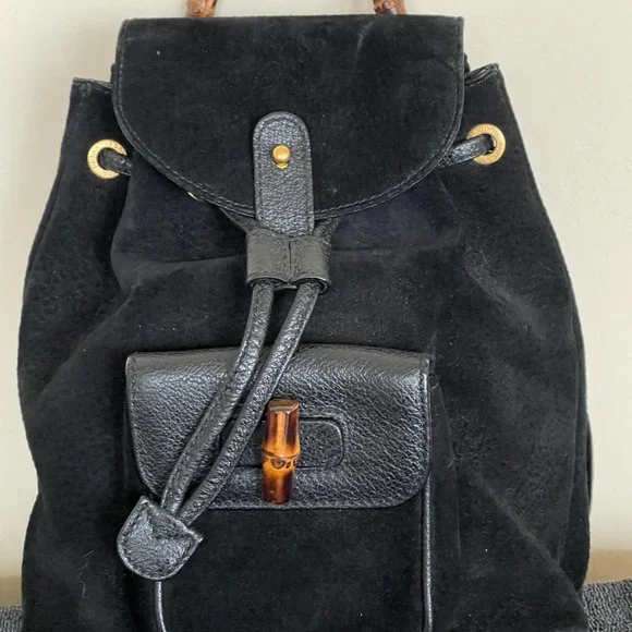 Gucci | Bags | Vintage Gucci Mini Black Suede Backpack  display picture 2
